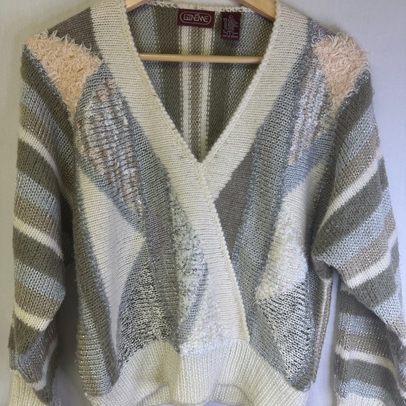 Vintage Oversized Slouchy Angora Blend V-Neck Sweater Indie...